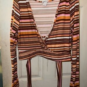 Rue21 Women's Multicolor Striped Crop Top